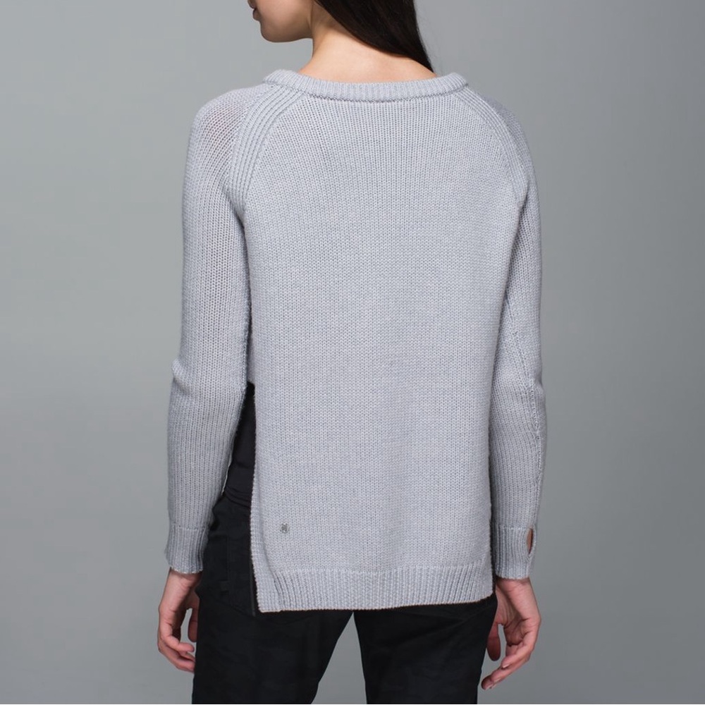lululemon Yin To You Merino Wool Side Slit Crew Sweater in Heathered Light Grey
